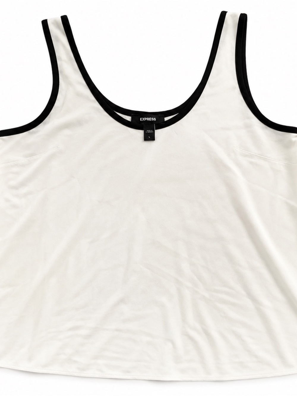 Express White & Black Trim Tank Top Size L